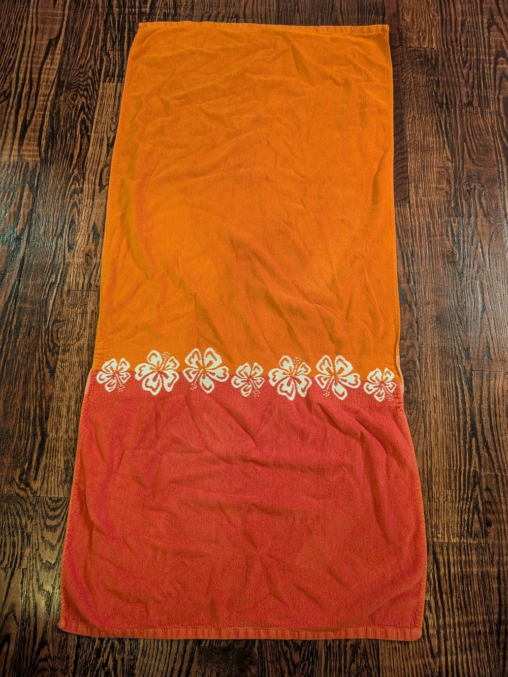 Vintage vibrant 2 tone orange beach towel